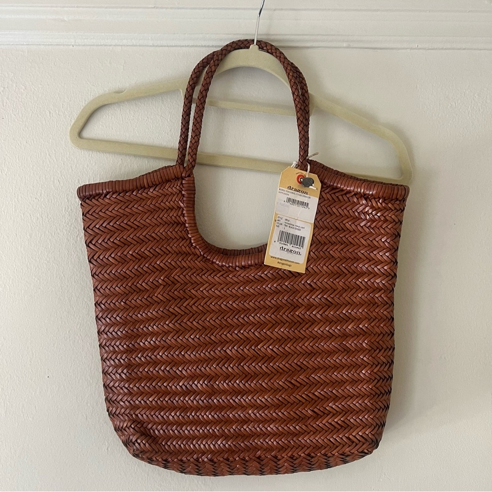 Brown Woven Tote Bag
